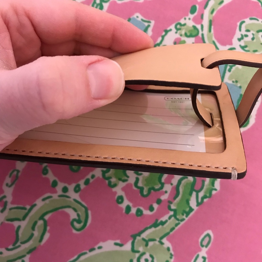 Vintage Coach Tan Leather Luggage Tag - Picture 3 of 3